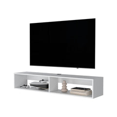 White 2-Shelf Central Floating Media Rack