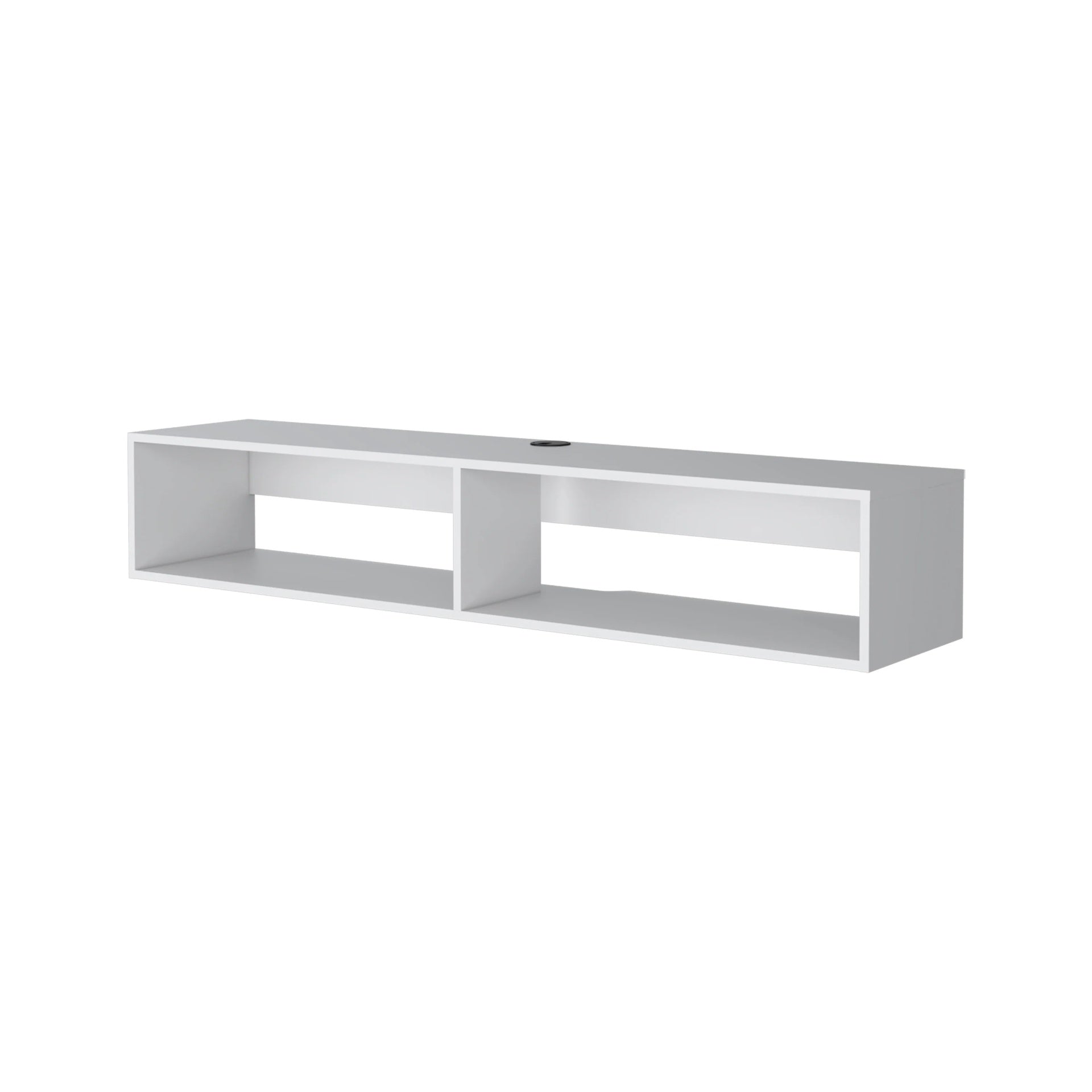 White 2-Shelf Central Floating Media Rack