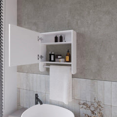 White Medicine Cabinet with Towel Bar and Included Mirror