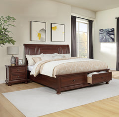 Contemporary 1pc Nightstand Rich Cherry Finish Two Drawer Storage Wooden Bedroom Furniture