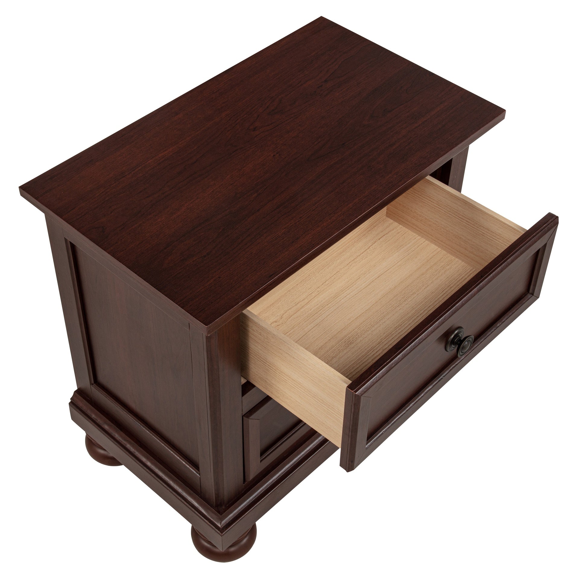 Contemporary 1pc Nightstand Rich Cherry Finish Two Drawer Storage Wooden Bedroom Furniture