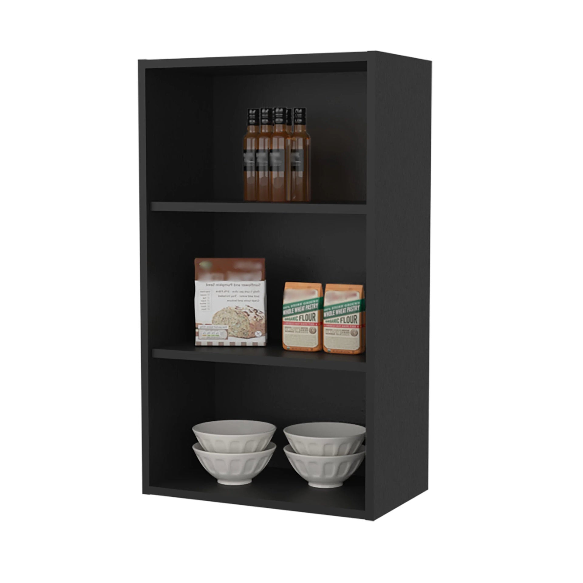 Wenge Wall Cabinet with Open Storage