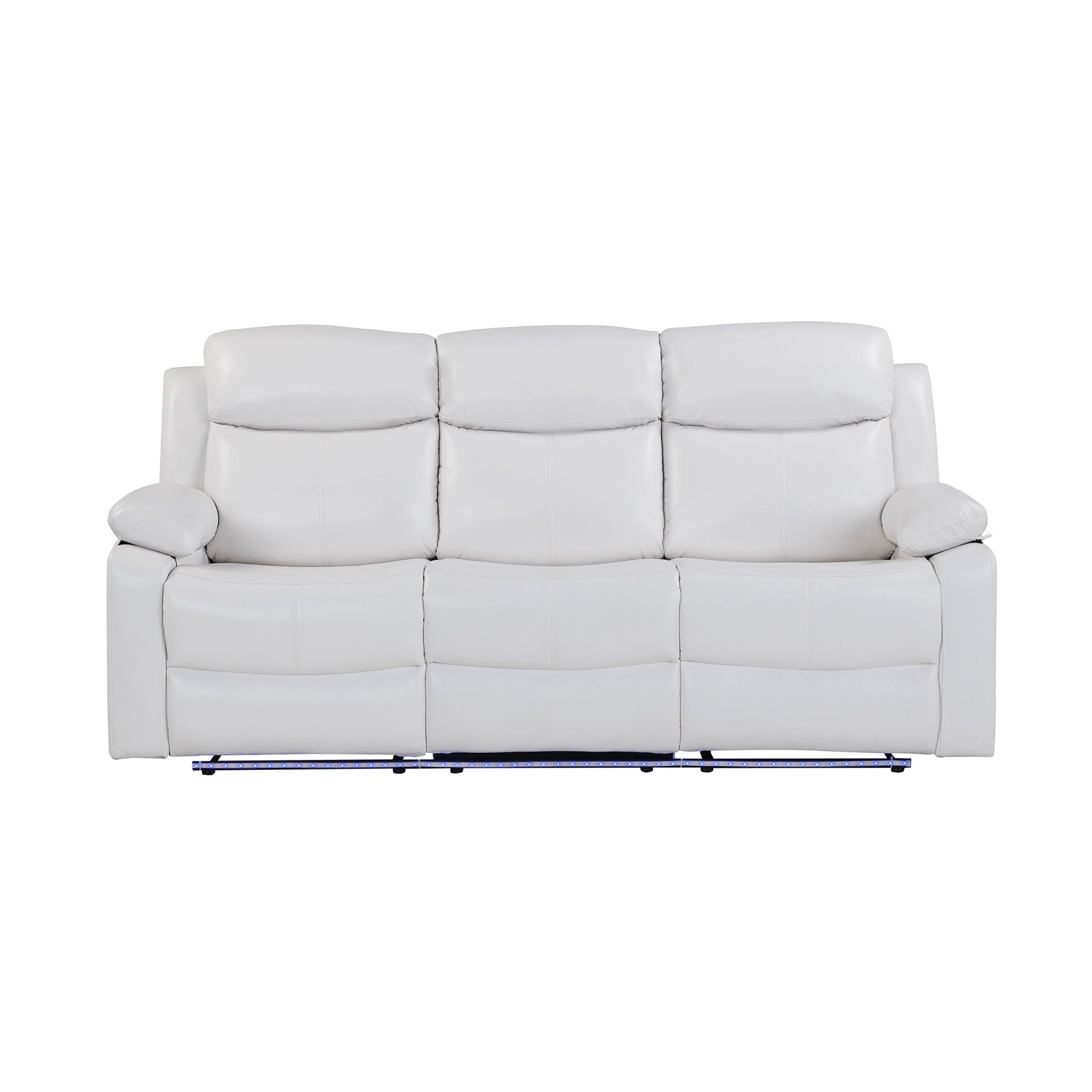 Blanche White 3PC Reclining Sofa and Loveseat-with speaker and Recliner with LED Lights