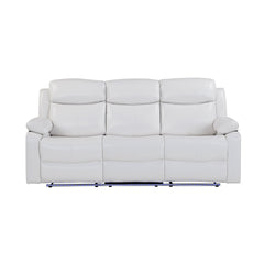Blanche White 3PC Reclining Sofa and Loveseat-with speaker and Recliner with LED Lights