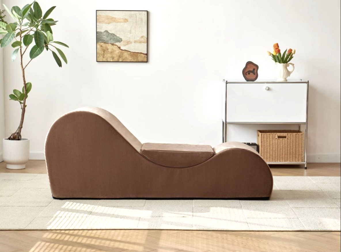 Solace Chaise Lounge Chair Relaxation, Ergonomic Design with Soft Yet Firm High-Density Foam Core, Removable Machine-Washable Cover, Brown