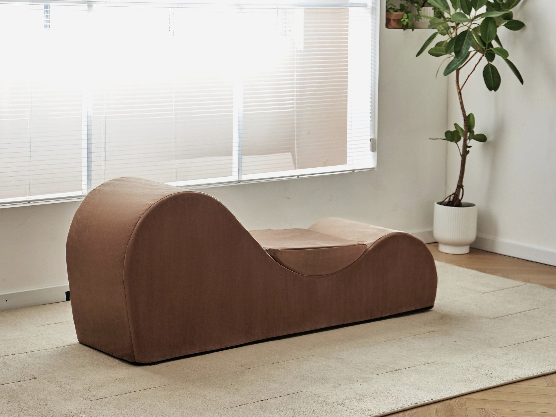 Solace Chaise Lounge Chair Relaxation, Ergonomic Design with Soft Yet Firm High-Density Foam Core, Removable Machine-Washable Cover, Brown