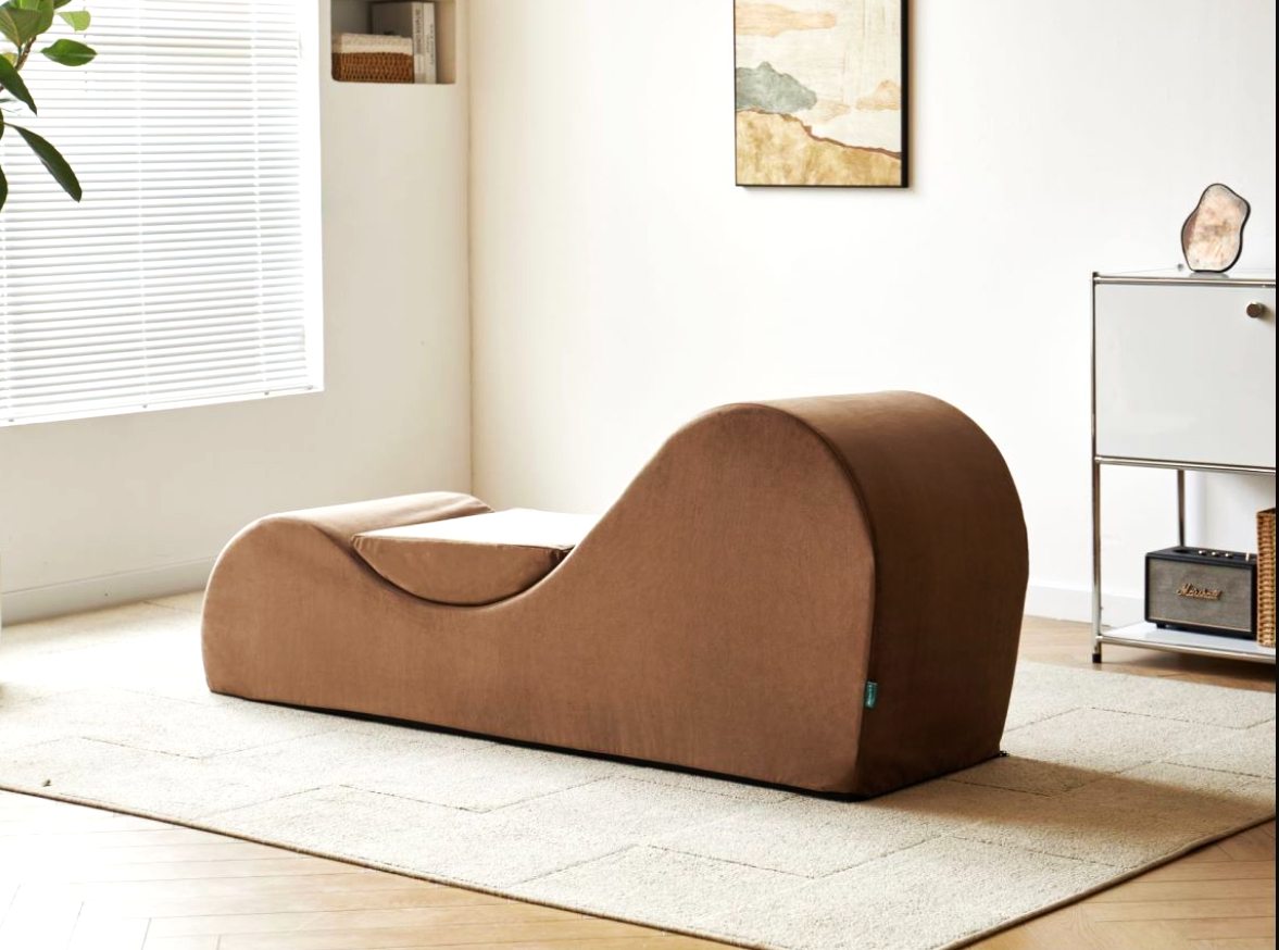 Solace Chaise Lounge Chair Relaxation, Ergonomic Design with Soft Yet Firm High-Density Foam Core, Removable Machine-Washable Cover, Brown