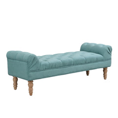 Button-Tufted End of Bed Bench,Large Upholstered Ottoman,Foot Rest with Legs,Footstool with Rolled Arms,Upholstered Fabric Bench,Indoor Bench for Bedroom,Living Room,Entryway,Dusty Teal