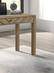 1pc Writing Desk Sleek Light Brown Finish Square Legs Single Drawer Home Office Study Space Wooden Furniture