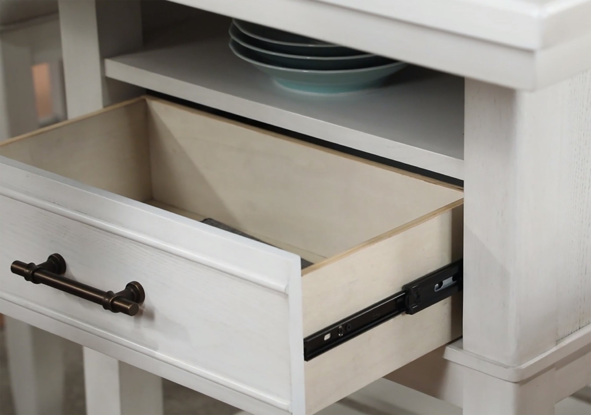 1pc Counter Height Table with Storage Drawers Wine Rack Open Shelf White Finish Dining Room Wooden Furniture