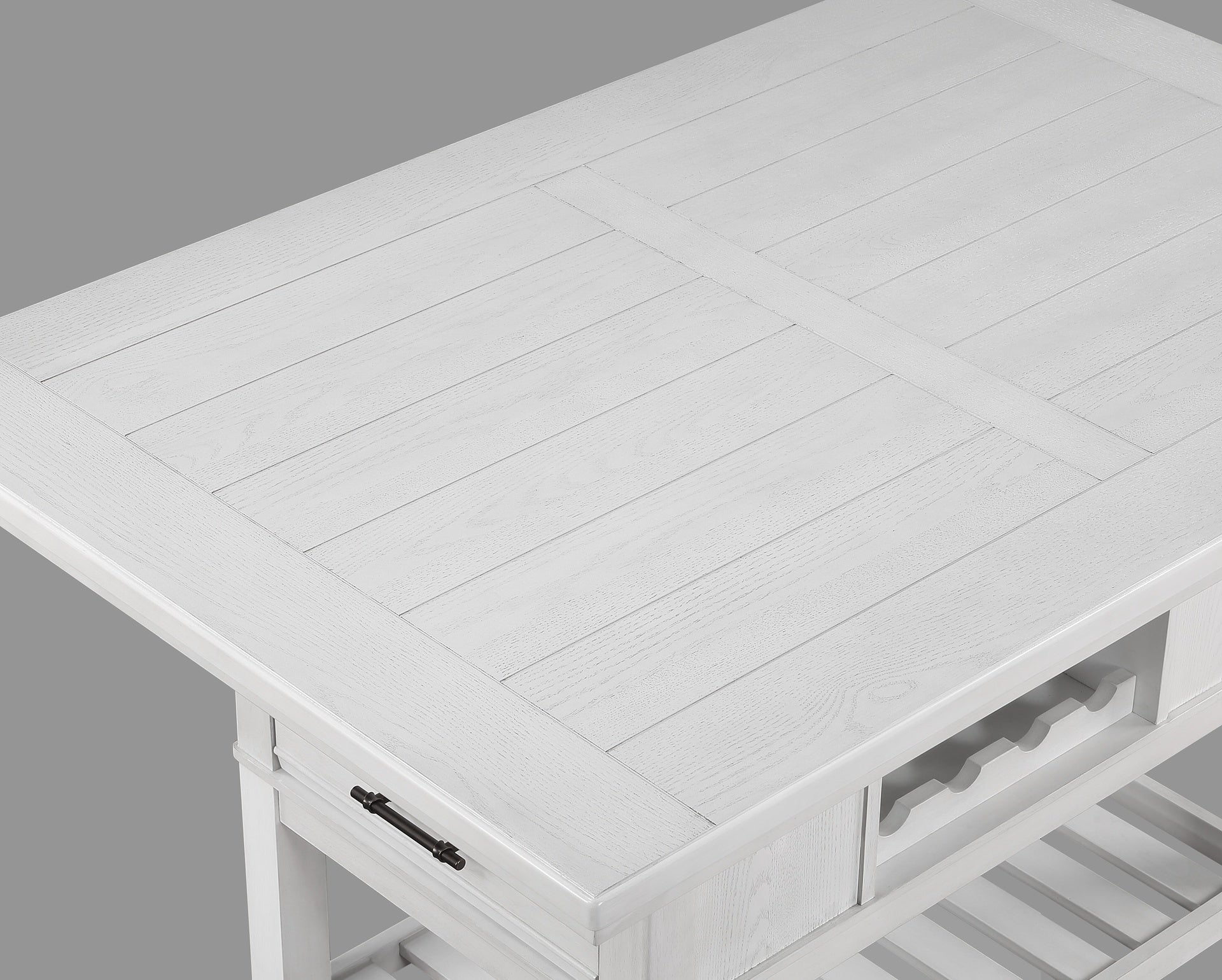 1pc Counter Height Table with Storage Drawers Wine Rack Open Shelf White Finish Dining Room Wooden Furniture