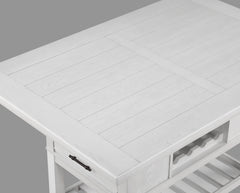 1pc Counter Height Table with Storage Drawers Wine Rack Open Shelf White Finish Dining Room Wooden Furniture