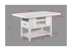1pc Counter Height Table with Storage Drawers Wine Rack Open Shelf White Finish Dining Room Wooden Furniture