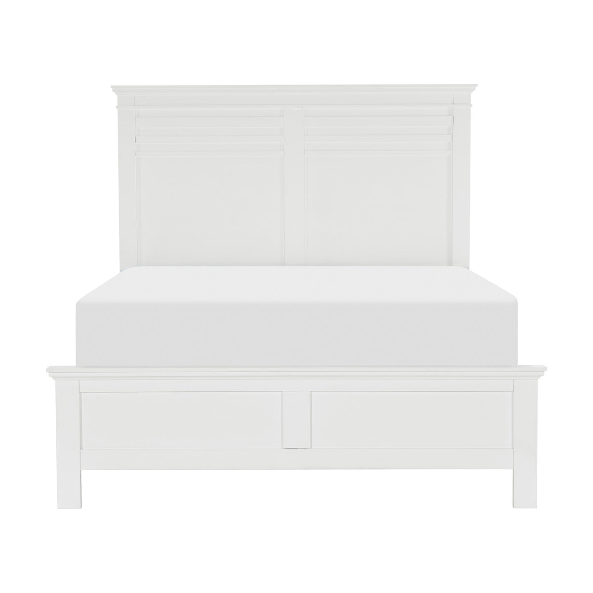 White Finish Queen Bed Transitional Style Wooden Bedroom Furniture 1pc Panel Bed