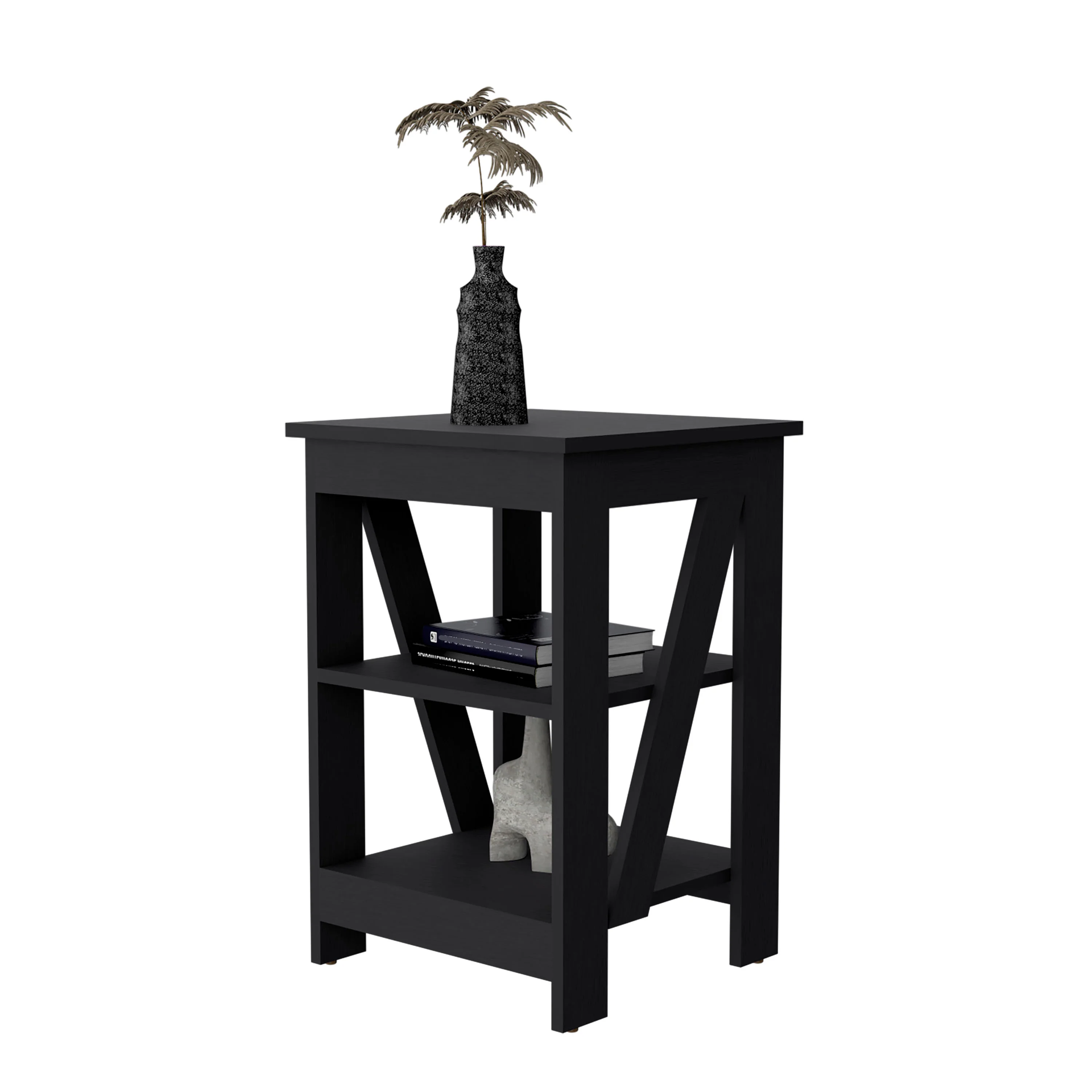 Wenge Table with 2 Shelves