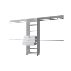 White Modular Closet Organizer System with Hanging Rods
