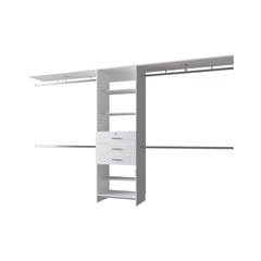 White Modular Closet Organizer System with Hanging Rods