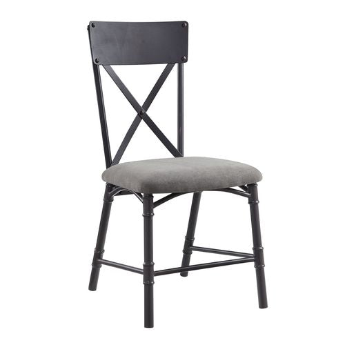 Grey and Sandy Black Side Chair with X-Shape Back (Set of 2)