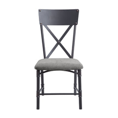 Grey and Sandy Black Side Chair with X-Shape Back (Set of 2)