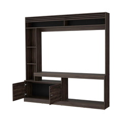 Stained Walnut Entertainment Center with 2-Door and Open Storage