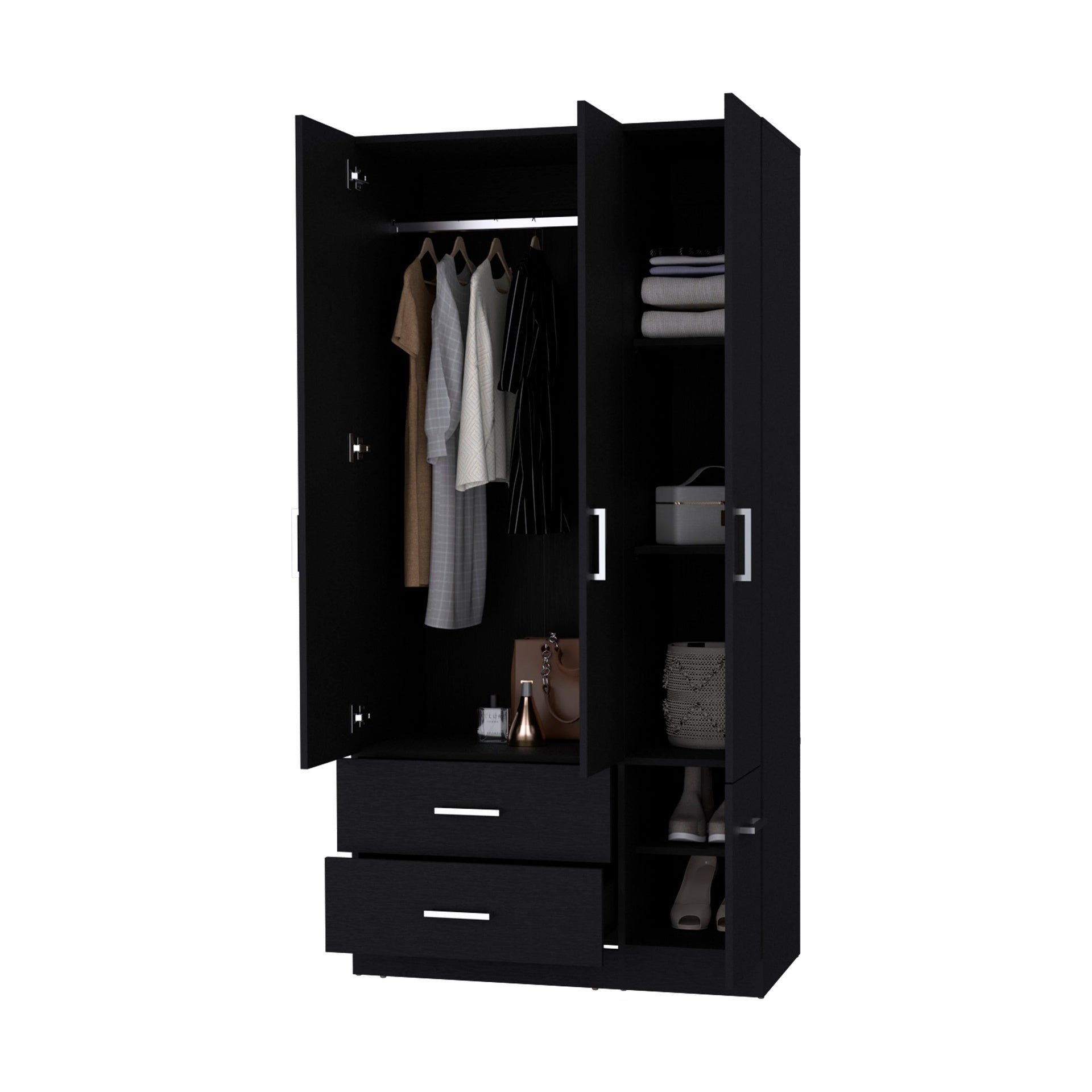 Wenge 4-Door 2-Drawer Armoire