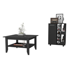 2-Piece Living Room Set, Bar Cart + Coffee Table, Wenge