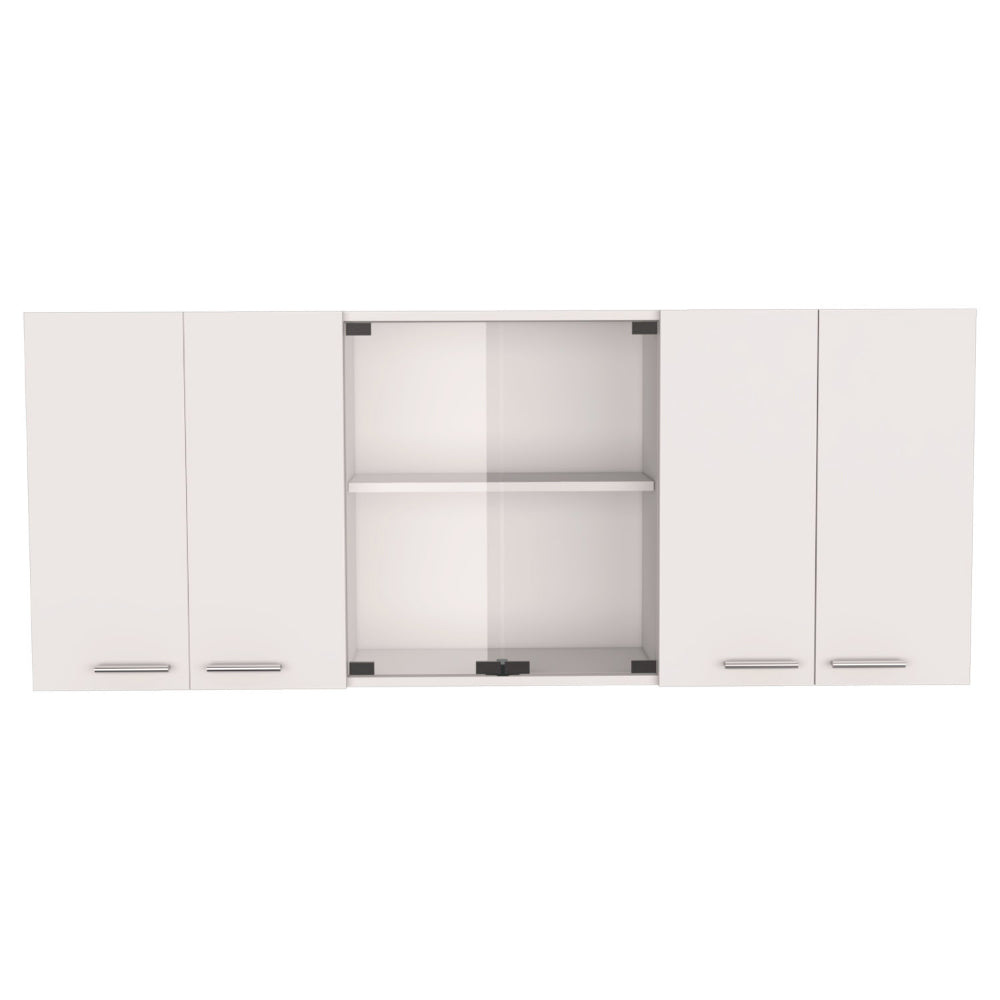 White and Light Oak 2-Piece Kitchen Set, Kitchen Island and Wall Cabinet
