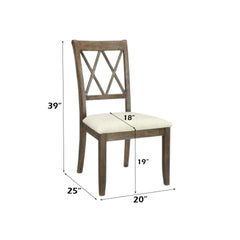 Claudia Beige Linen & Salvage Brown Finish Side Chair (Set of 2)