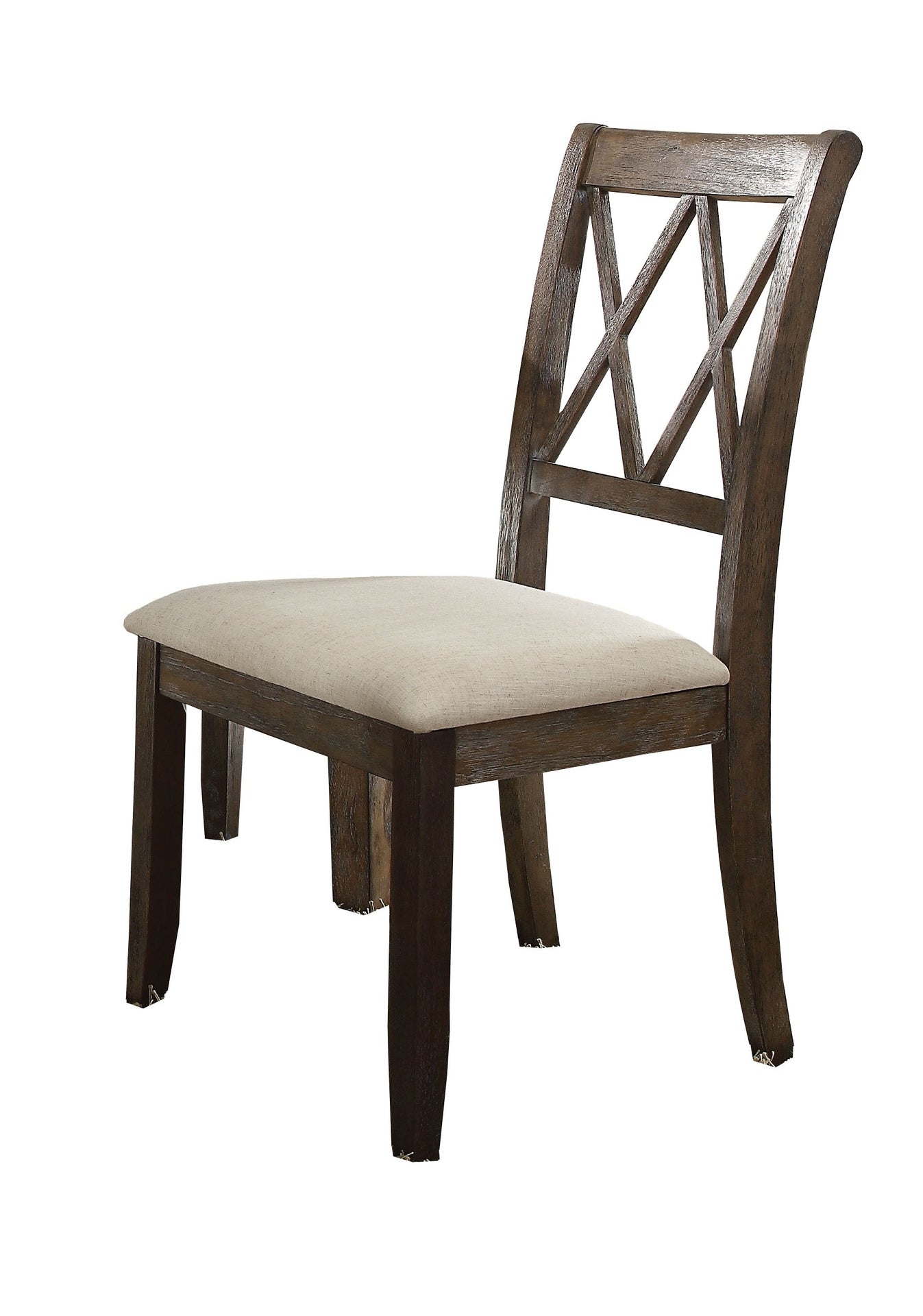 Claudia Beige Linen & Salvage Brown Finish Side Chair (Set of 2)