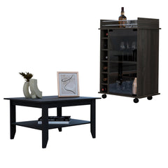 4-Shelf 2-piece Living Room Set, Coffee Table and Bar Cabinet Wenge and Espresso