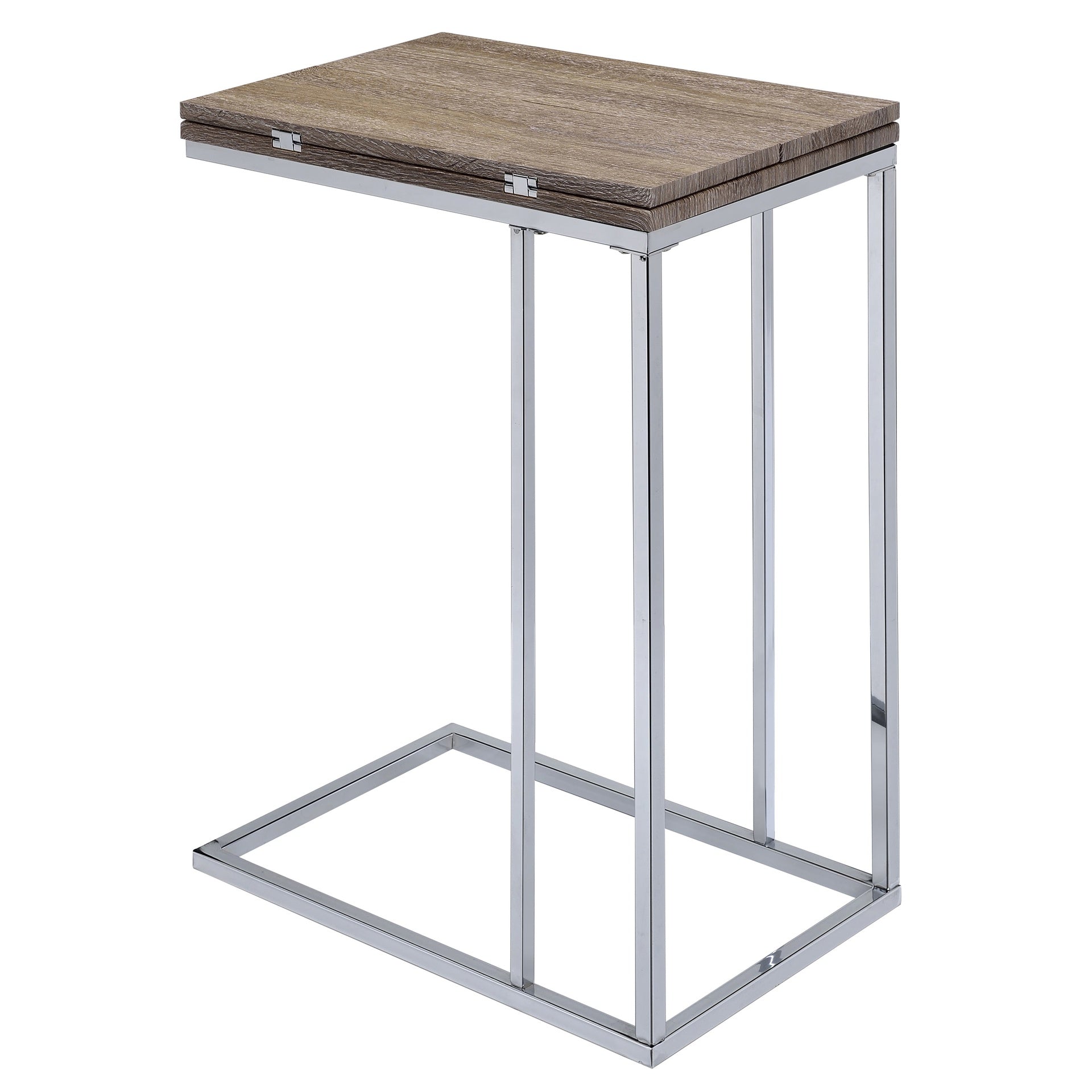 Weathered Oak and Chrome Side Table