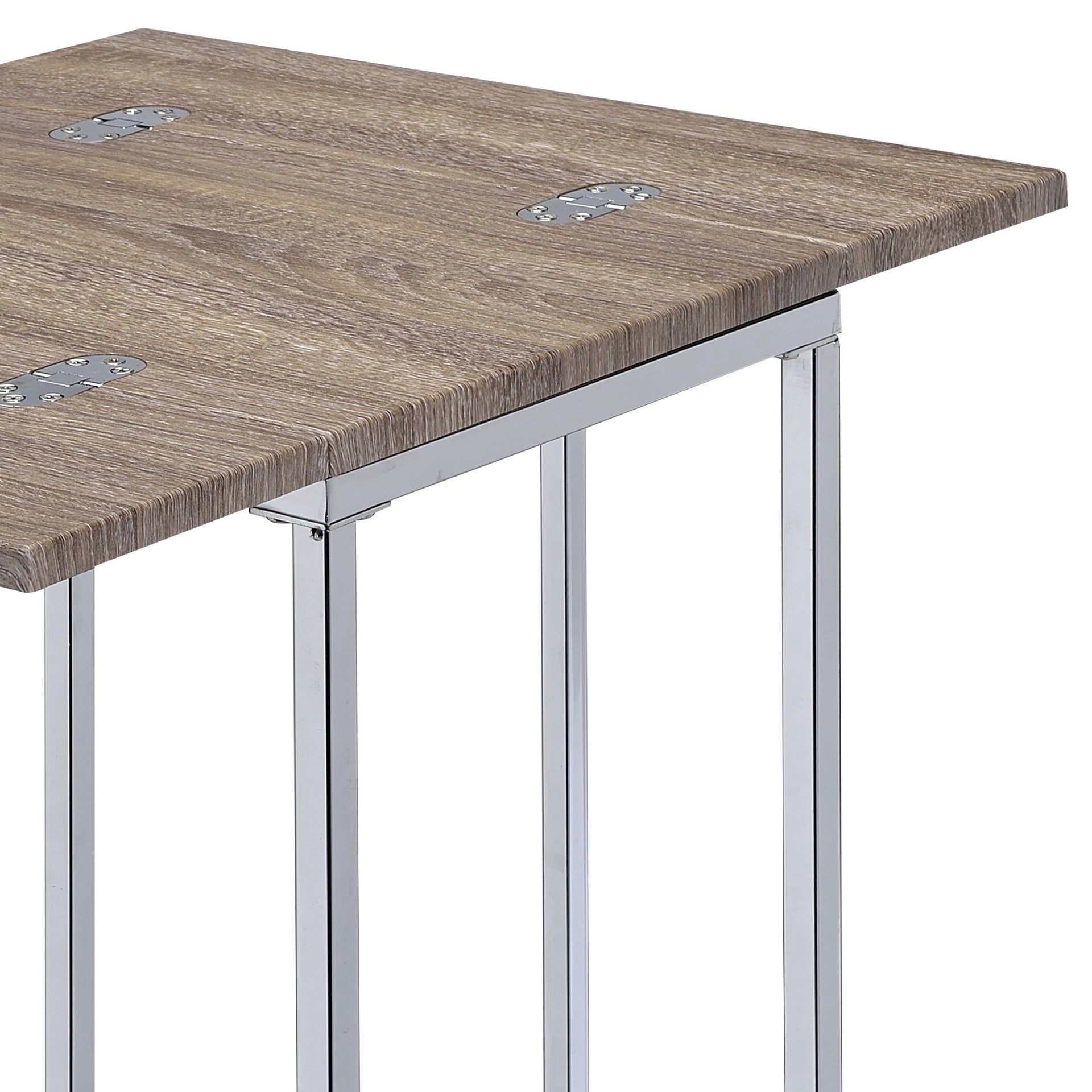 Weathered Oak and Chrome Side Table