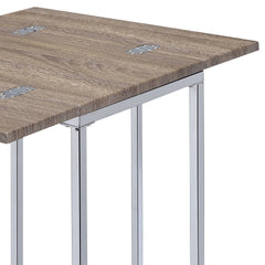 Weathered Oak and Chrome Side Table