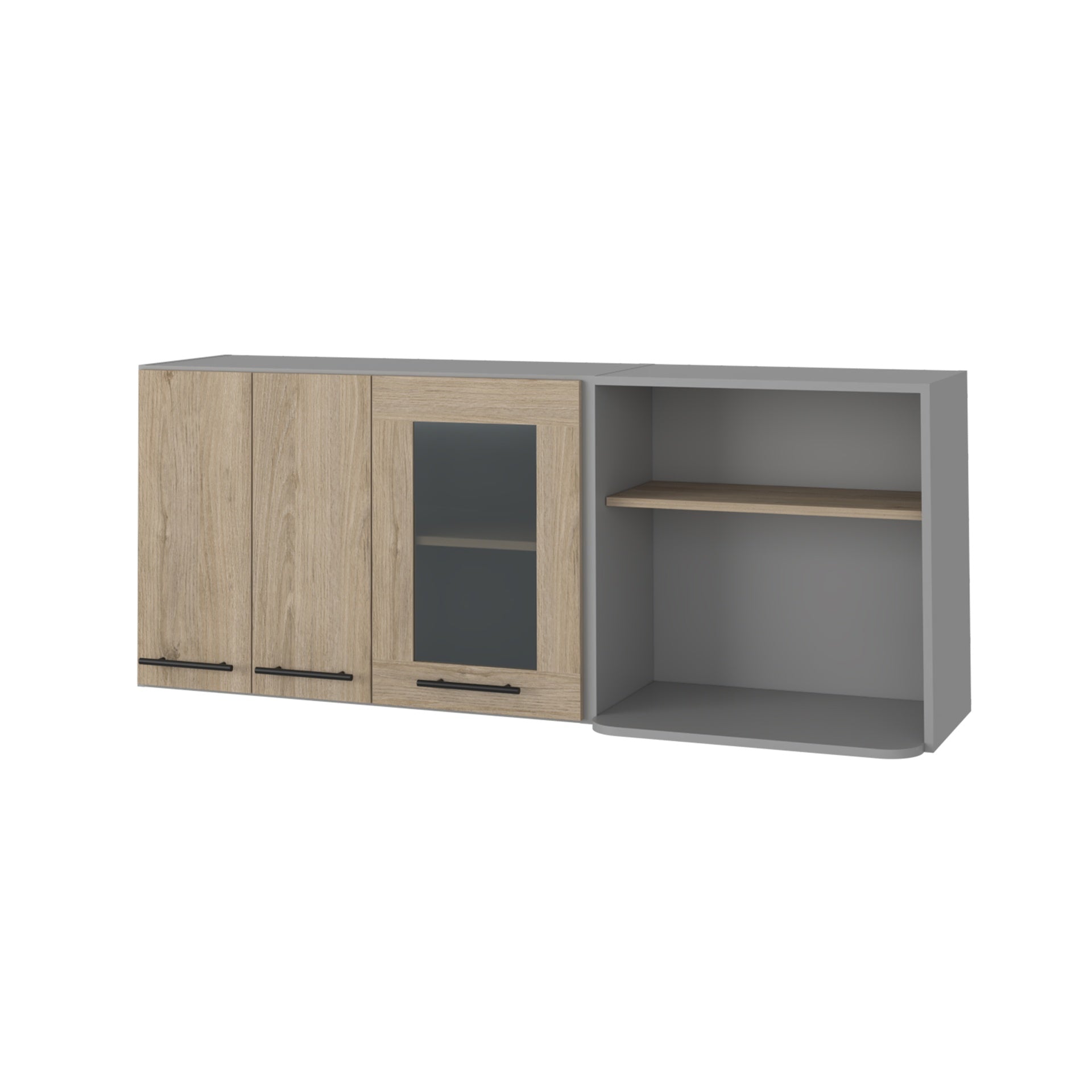 Devoux 3-Door 2-Shelf Wall Cabinet Light Pine