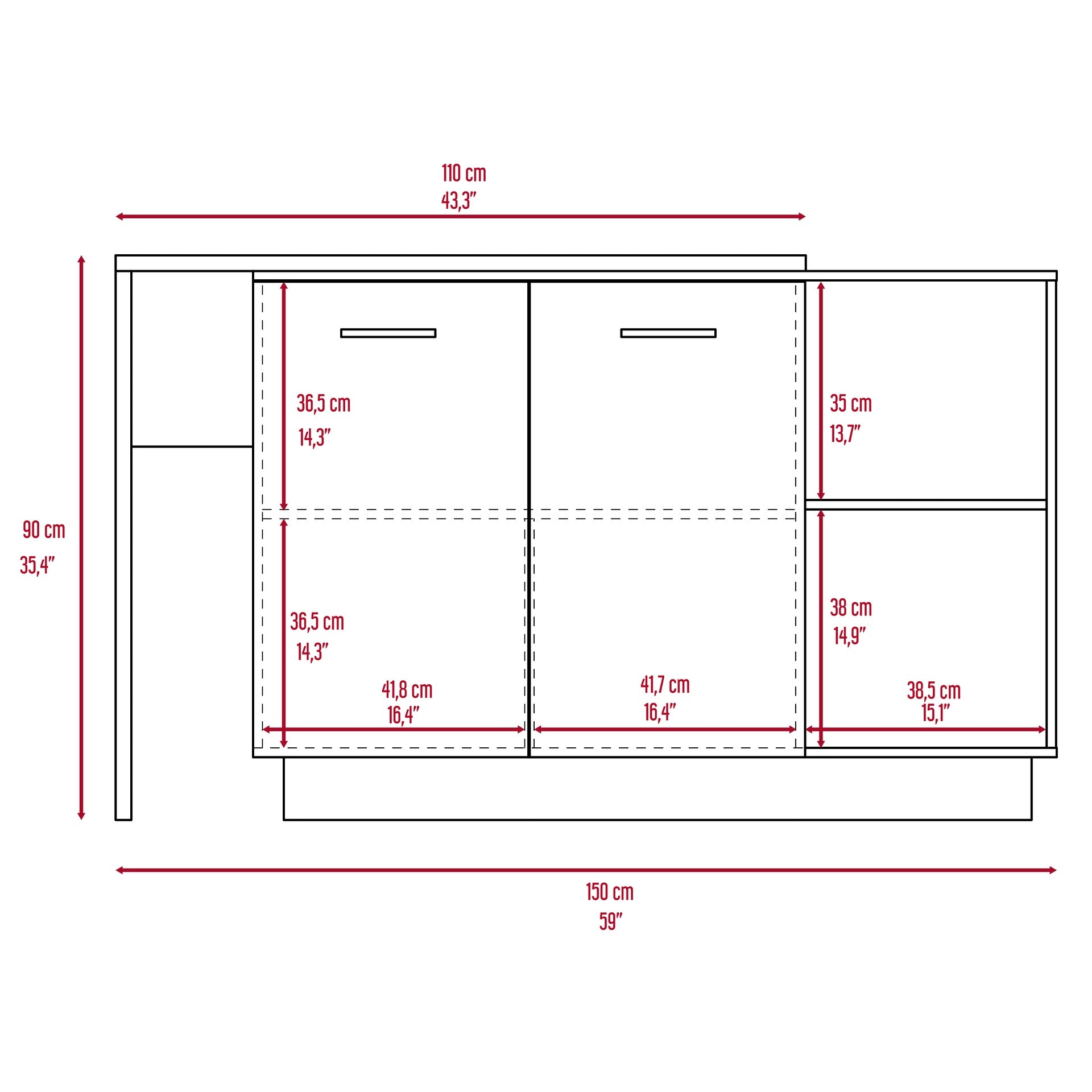 Chesterfield 2-Shelf 1-Drawer 3-Division Kitchen Island White