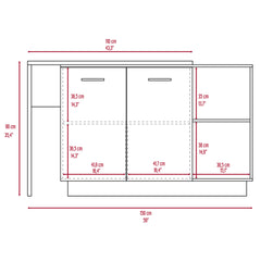Chesterfield 2-Shelf 1-Drawer 3-Division Kitchen Island White