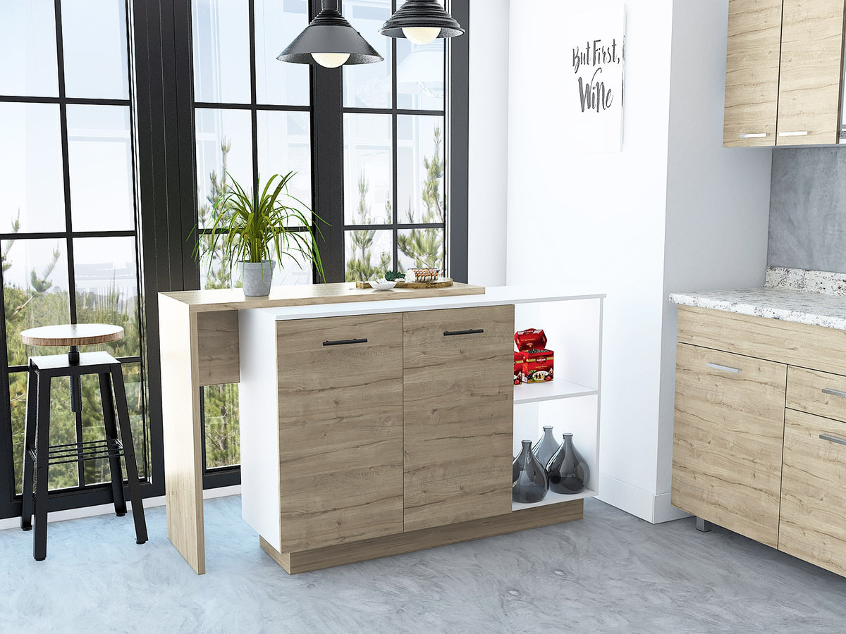 Chesterfield 2-Shelf 1-Drawer 3-Division Kitchen Island White