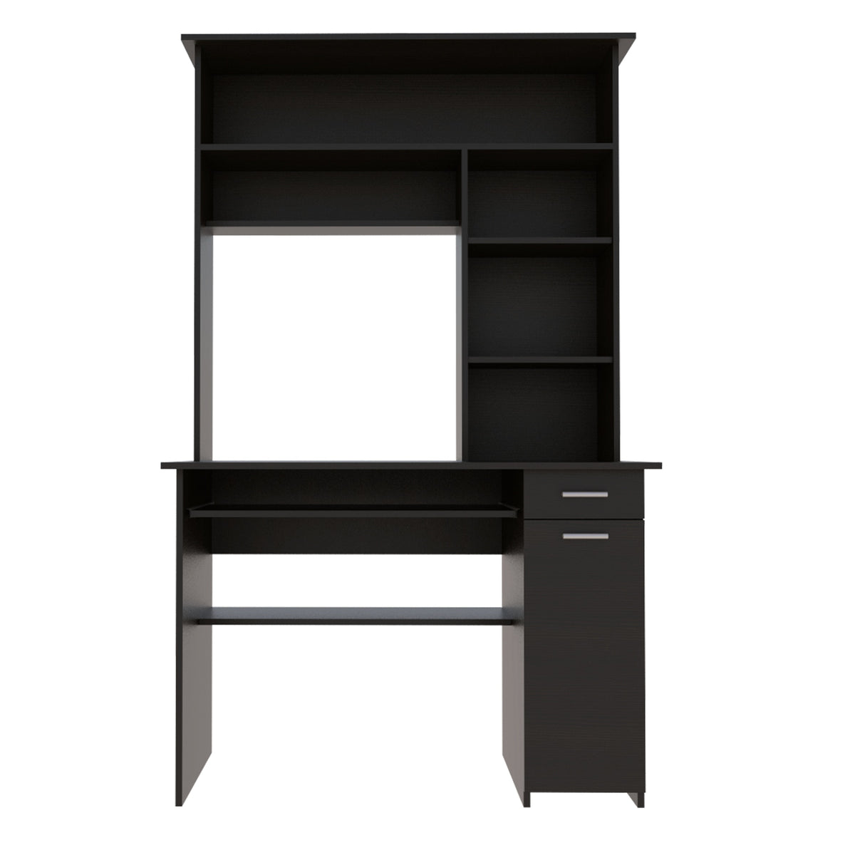 Wenge 2-Drawer 7-Shelf Computer Desk with Hutch
