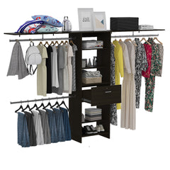 Bergen 1-Drawer 4-Shelf Closet System Dark Walnut