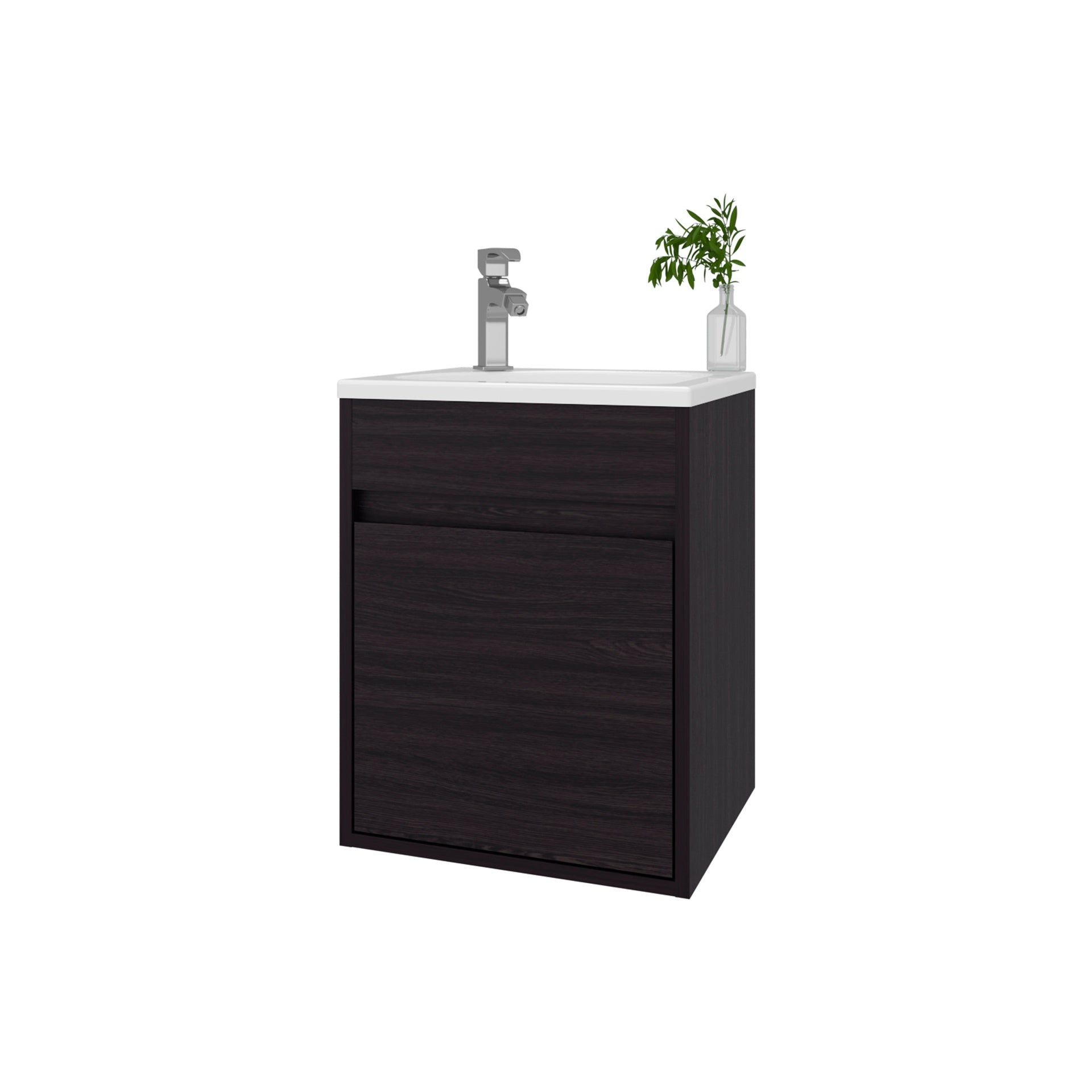 Wengue Bathroom Floating Vanity with Sink and 1 Door