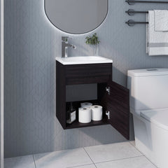 Wengue Bathroom Floating Vanity with Sink and 1 Door