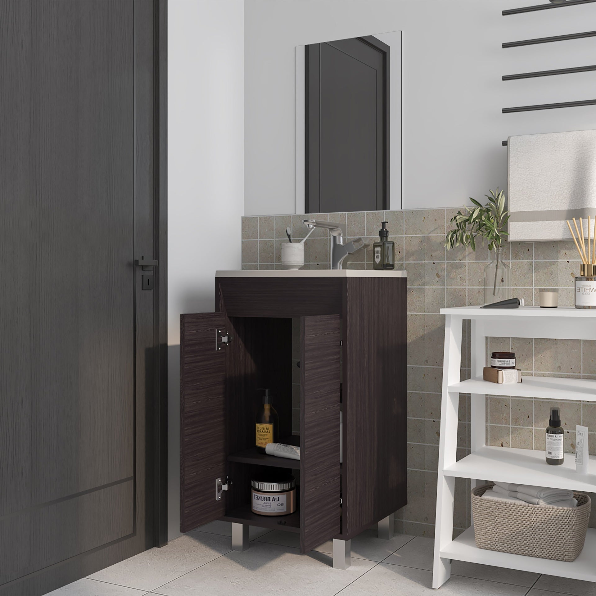 Wenge Bathroom Cabinet with 2 Doors