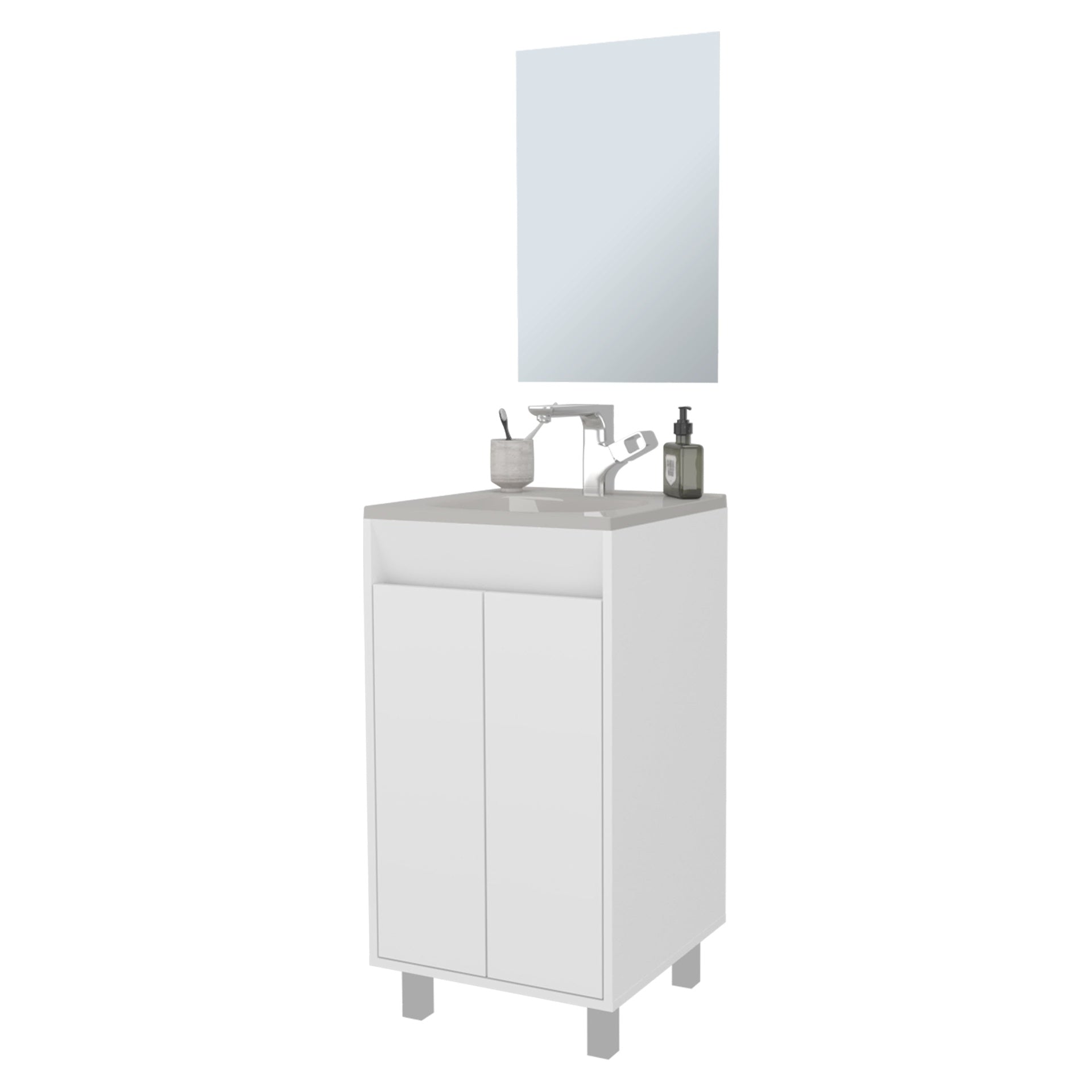 White Bathroom Cabinet with 2 Doors
