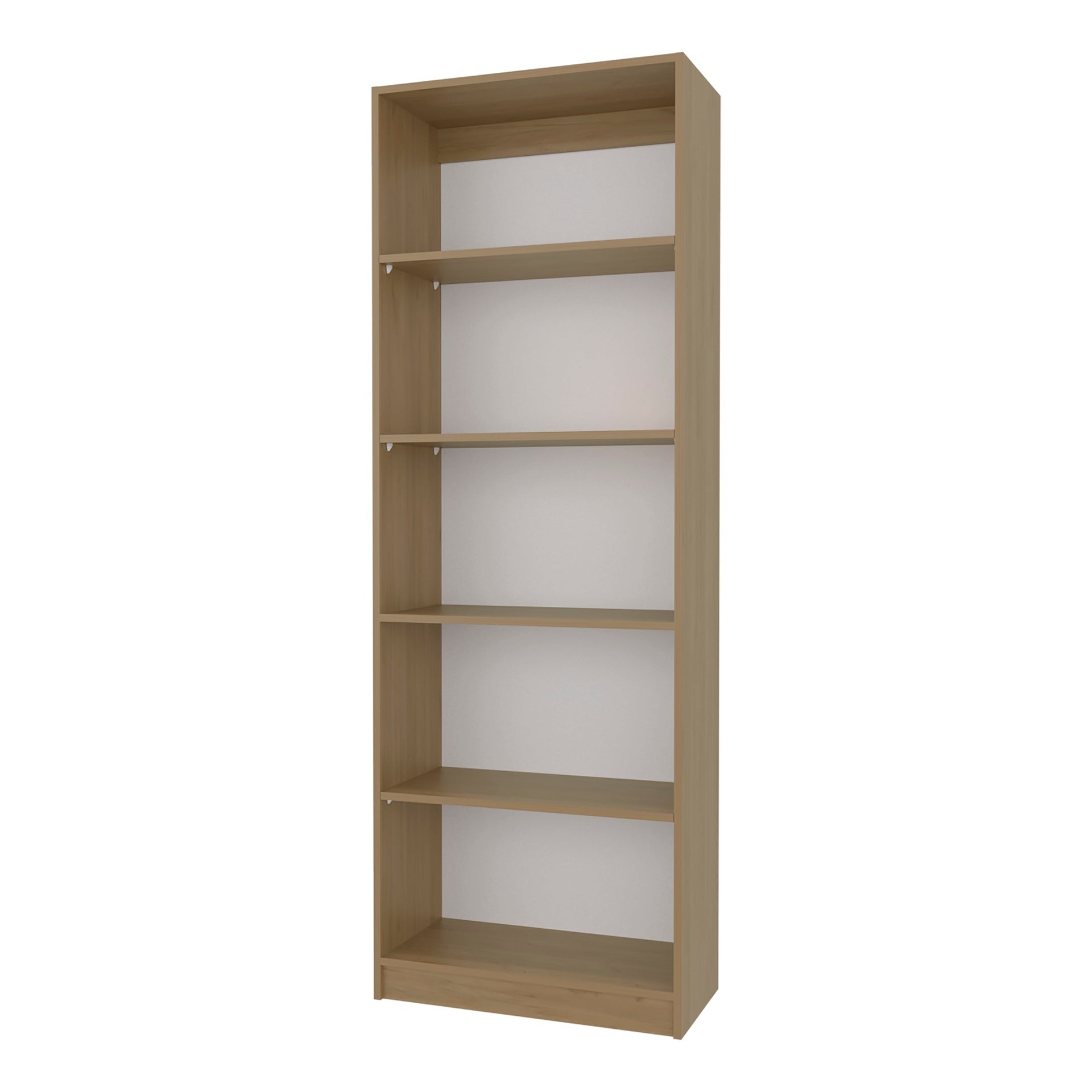 Natural Oak and White 5-Shelf Bookcase with Open Storage