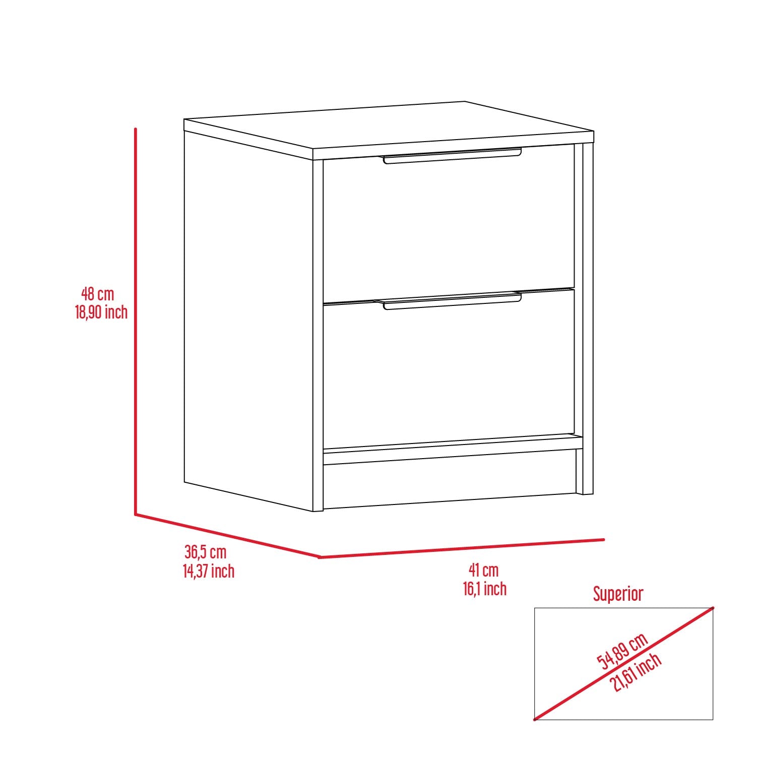 Cannon 2-Drawer Nightstand White