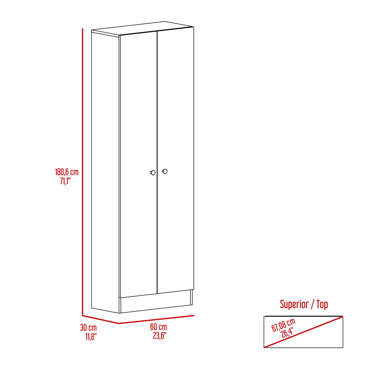 Rectangle 2-Door Storage Tall Cabinet Carbon Espresso and Wenge