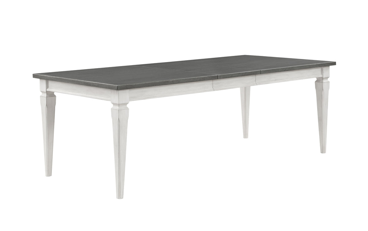 Katia Rustic Gray & Weathered White Finish Dining Table W/Leaf
