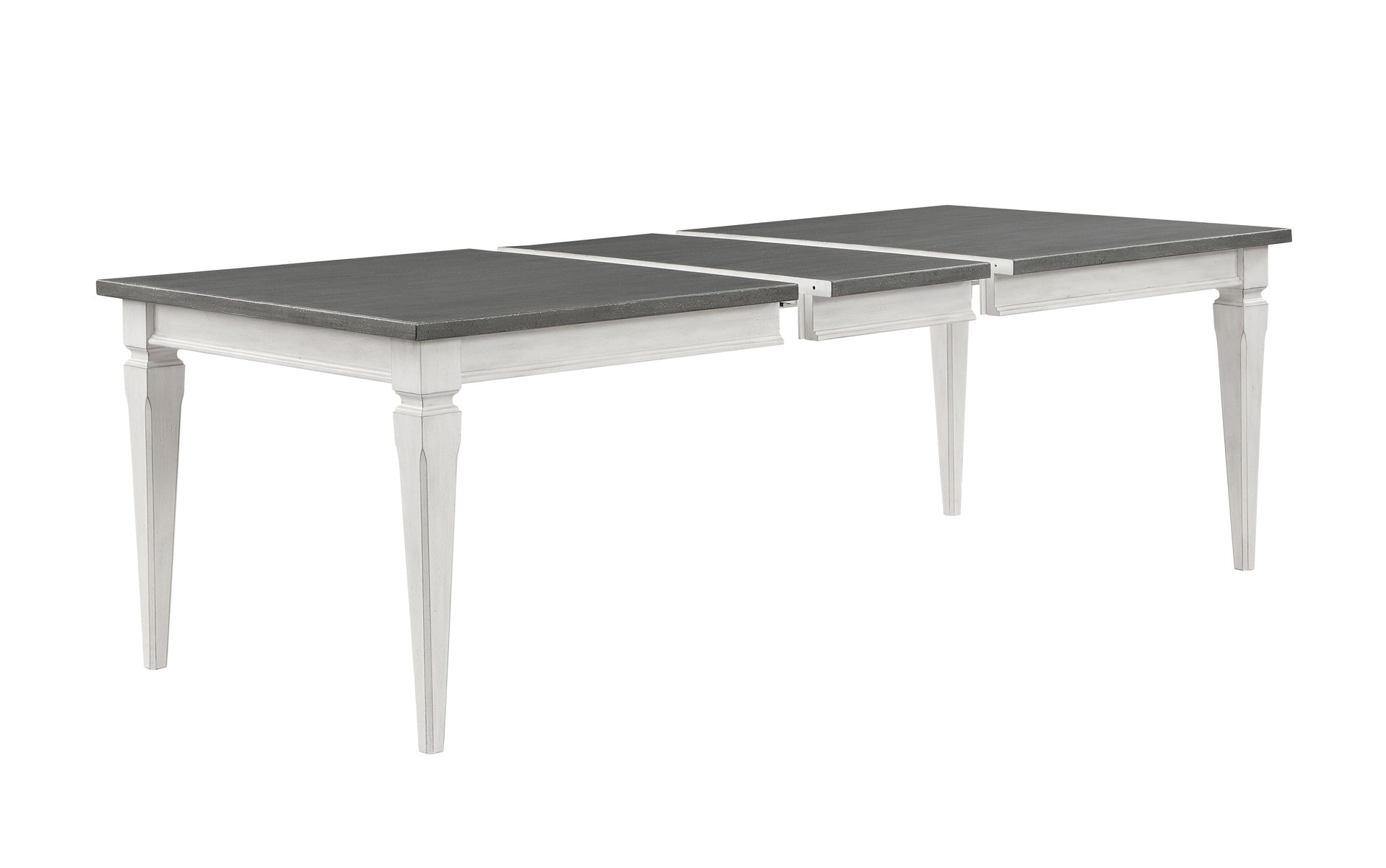 Katia Rustic Gray & Weathered White Finish Dining Table W/Leaf
