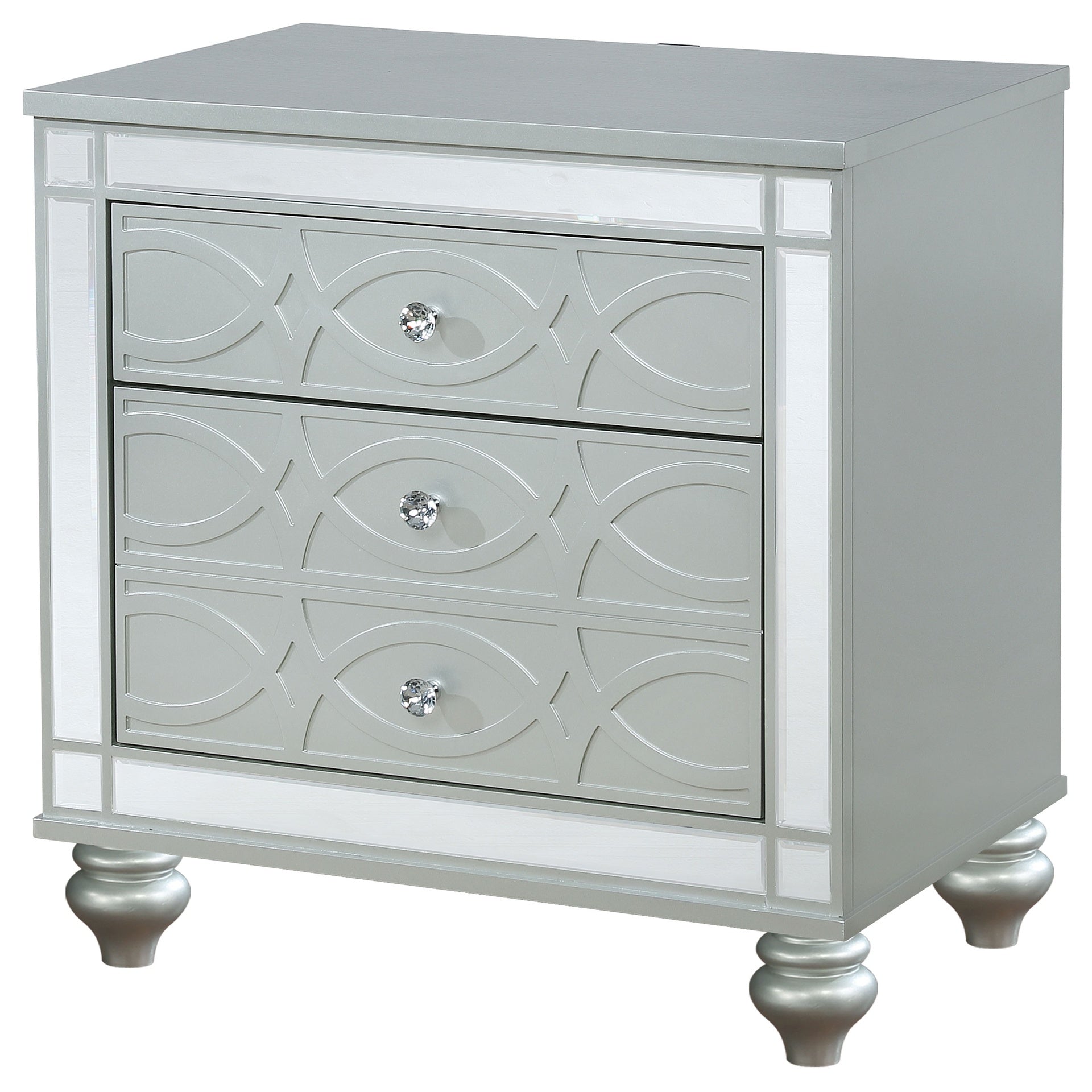 Menlo Silver Metallic 2-drawer Nightstand