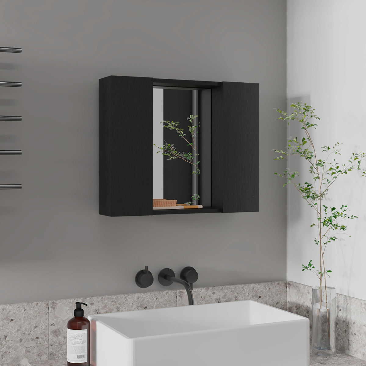 Wenge 1-Drawer Medicine Cabinet